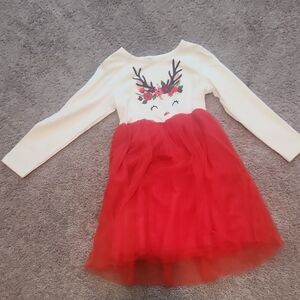 Festive Reindeer Kids Costume Dress - Red and White